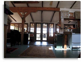 Interior view of the Tree House for private meditation retreats.