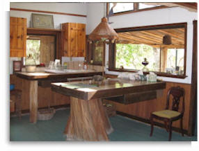 A vegetarian diet may be prepared in the kitchen of the private retreat cabin